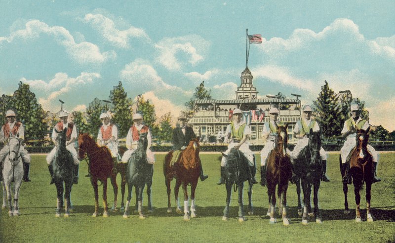 Miami, Floryda, ok. 1925 r: Dom klubowy i pole do gry w polo (zdjęcie kolorowe) autorstwa American Photographer