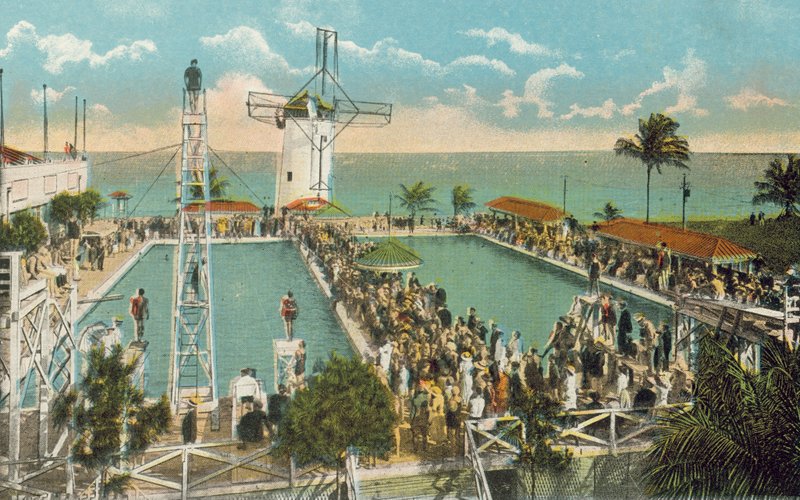 Miami, Floryda, ok. 1925 r: Basen kasyna w Miami Beach (zdjęcie kolorowe) autorstwa American Photographer
