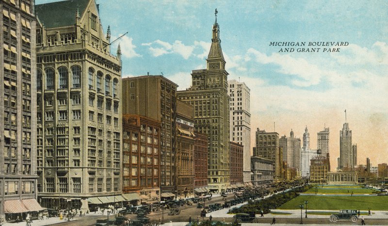 Michigan Boulevard i Grant Park (kolorowe zdjęcie) autorstwa American Photographer