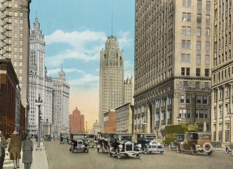 Michigan Boulevard, patrząc na północ (kolorowe zdjęcie) autorstwa American Photographer