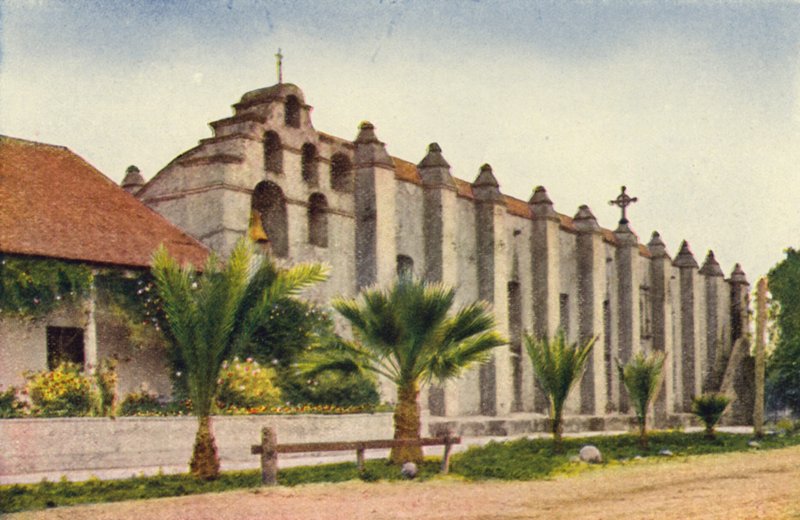 Misja San Gabriel w pobliżu Los Angeles (zdjęcie kolorowe) autorstwa American Photographer