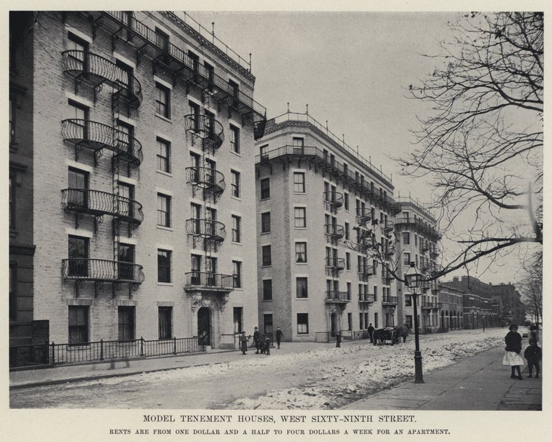 Modelowe kamienice, West Sixty-Ninth Street (zdjęcie czarno-białe) autorstwa American Photographer