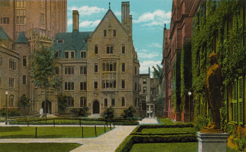 New Haven, Conn: Bingham Hall i Connecticut Hall, Uniwersytet Yale (zdjęcie kolorowe) autorstwa American Photographer