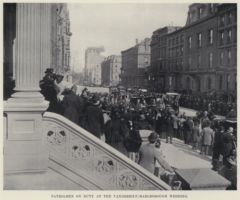 Patrolujący na służbie na ślubie Vanderbilt-Marlborough (zdjęcie czarno-białe) autorstwa American Photographer