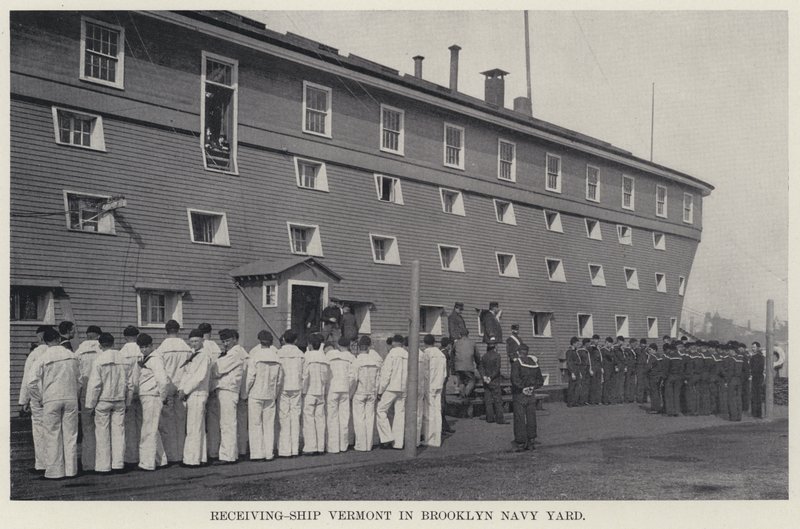 Statek odbiorczy Vermont w Brooklyn Navy Yard (zdjęcie czarno-białe) autorstwa American Photographer
