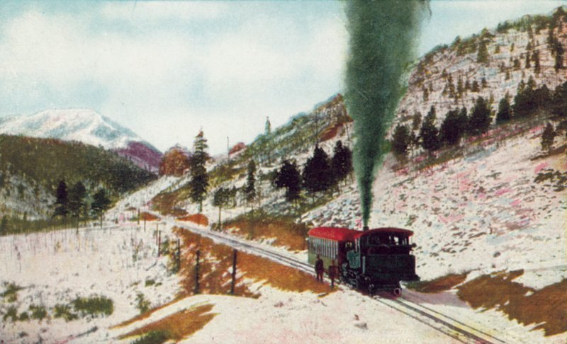 Ruxton Park, Mt Baldy w oddali, Pikes Peak Cog Road, Kolorado (zdjęcie kolorowe) autorstwa American Photographer