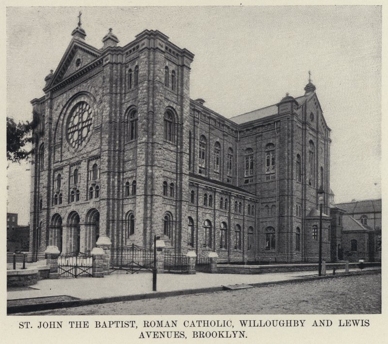 St John the Baptist, rzymskokatolickie Willoughby and Lewis Avenues, Brooklyn (zdjęcie czarno-białe) autorstwa American Photographer