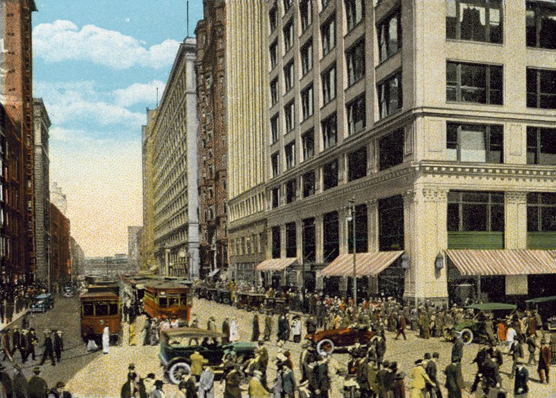 State Street, patrząc na północ od Madison Street (kolorowe zdjęcie) autorstwa American Photographer