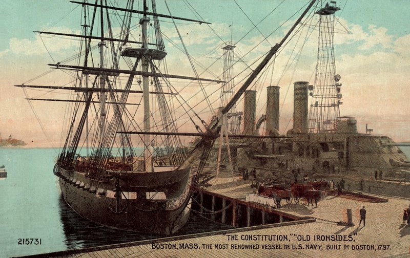 Constitution, Old Ironsides, Boston, Massachusetts, najbardziej znany okręt Marynarki Wojennej Stanów Zjednoczonych (zdjęcie kolorowe) autorstwa American Photographer