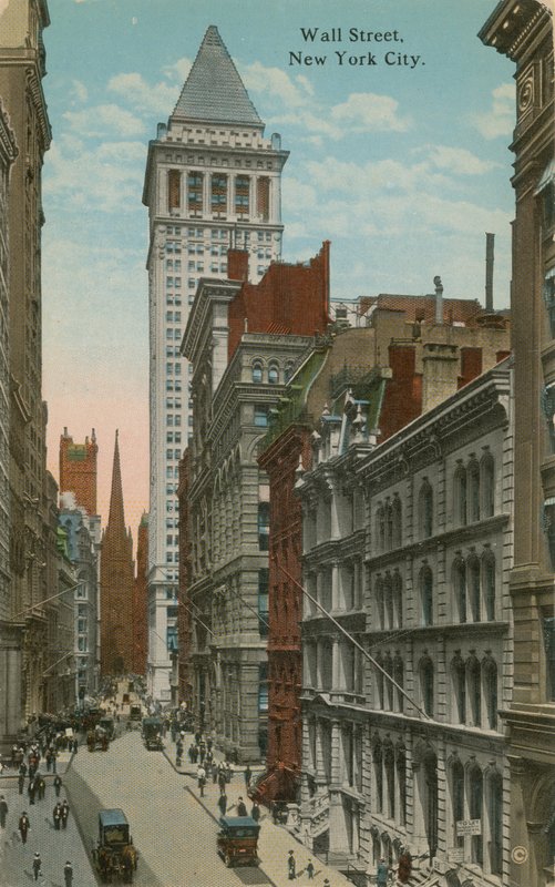 Wall Street w Nowym Jorku. Pocztówka wysłana w 1913 roku. autorstwa American Photographer