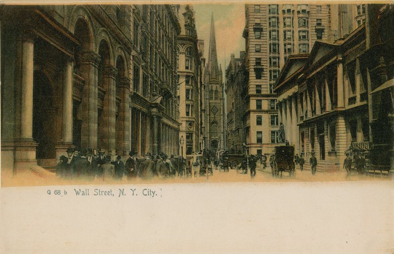 Wall Street w Nowym Jorku. Pocztówka wysłana w 1913 roku. autorstwa American Photographer