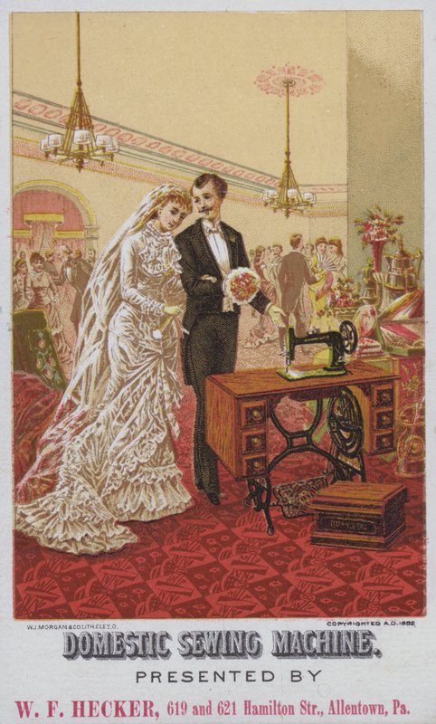 Reklama domowych maszyn do szycia (chromolitho) autorstwa American School