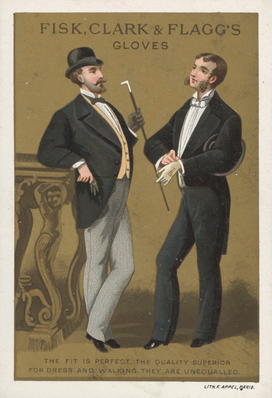 Reklama rękawic Fiska, Clarka & Fagga (chromolitho) autorstwa American School