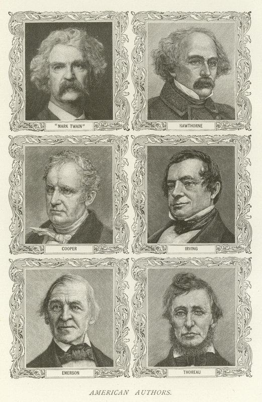 Autorzy amerykańscy, Mark Twain, Hawthorne, Cooper, Irving, Emerson, Thoreau autorstwa American School