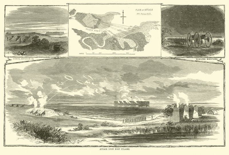 Atak na Fort Pułaski, kwiecień 1863 autorstwa American School