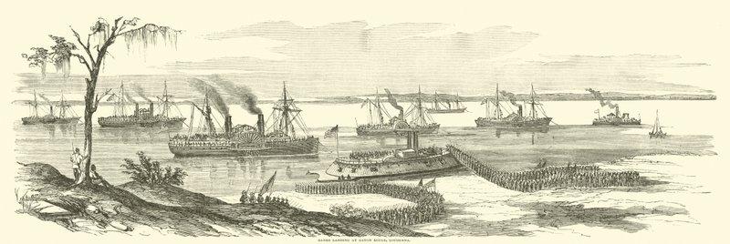 Banki lądują w Baton Rouge, Luizjana, marzec 1863 autorstwa American School