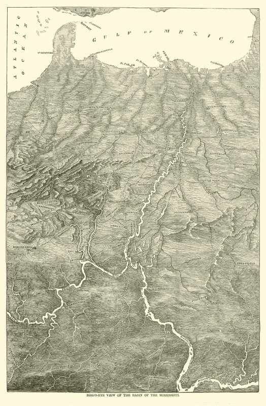 Widok z lotu ptaka na dorzecze Missisipi, 1862 autorstwa American School