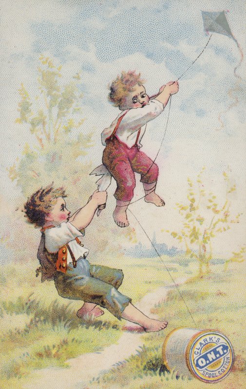Chłopcy puszczający latawiec w tarapatach autorstwa American School