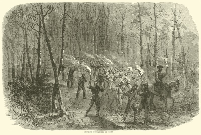 Wprowadzanie więźniów nocą, sierpień 1864 r. autorstwa American School
