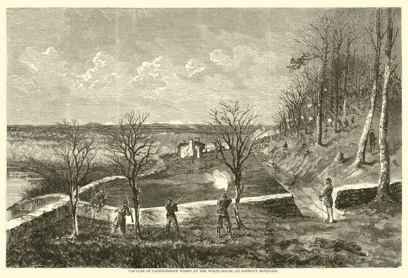 Przechwytywanie prac Konfederatów w Białym Domu na Górze Widokowej, listopad 1863 r. autorstwa American School