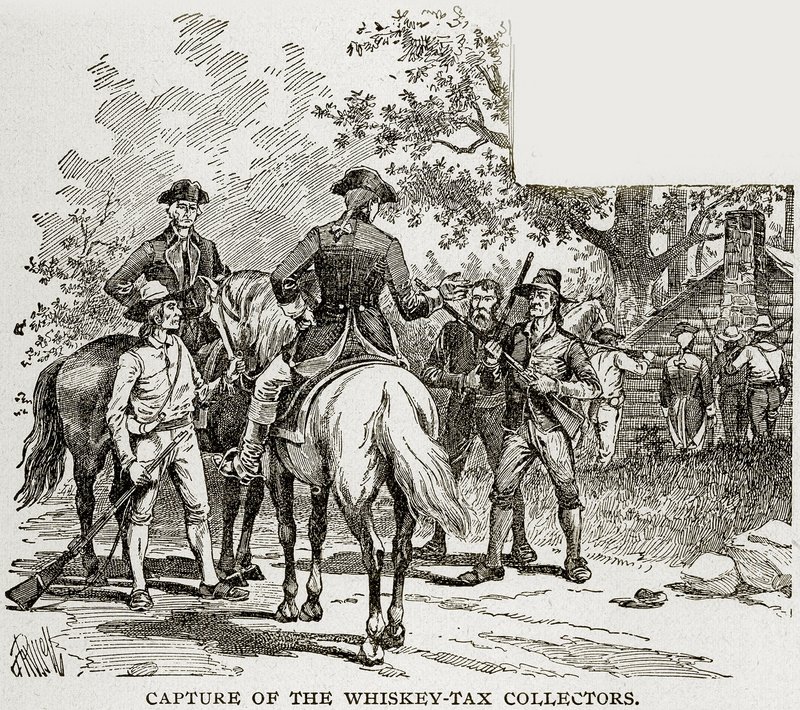 Przechwytywanie poborców podatku od whisky, ilustracja z Columbus i Columbia, c.1893 autorstwa American School
