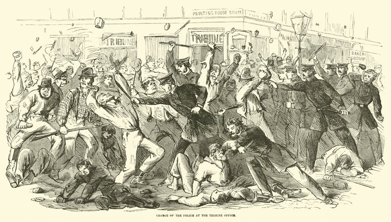 Szarża policji w Urzędzie Trybunowym, lipiec 1863 r. autorstwa American School