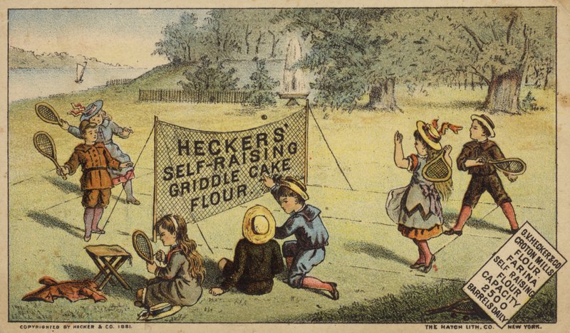 Dzieci grające w racquetballa, reklamujące mąkę autorstwa American School