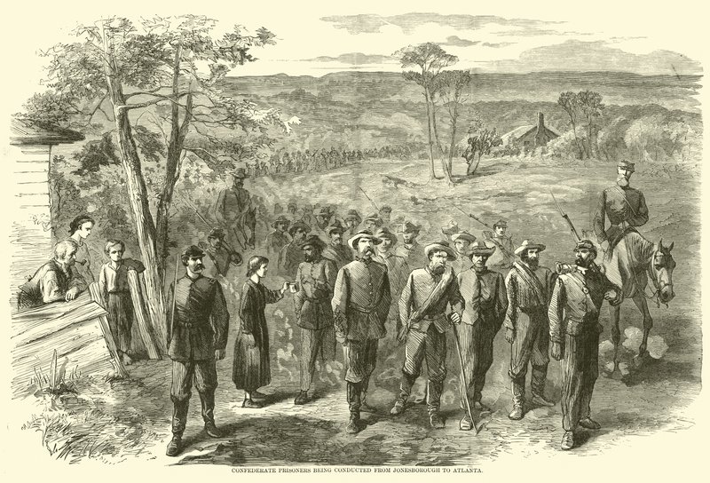 Więźniowie konfederatów przewożeni z Jonesborough do Atlanty, wrzesień 1864 r autorstwa American School