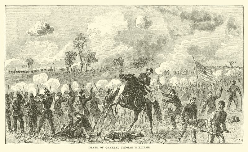 Śmierć generała Thomasa Williamsa, sierpień 1862 autorstwa American School