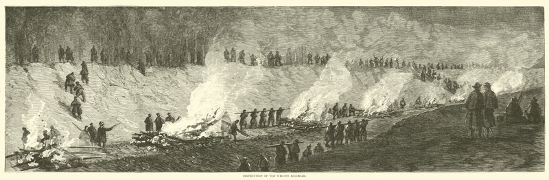 Zniszczenie kolei Weldon, wrzesień 1864 autorstwa American School