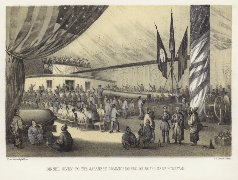 Kolacja dla komisarzy japońskich na pokładzie USS Powhatan autorstwa American School