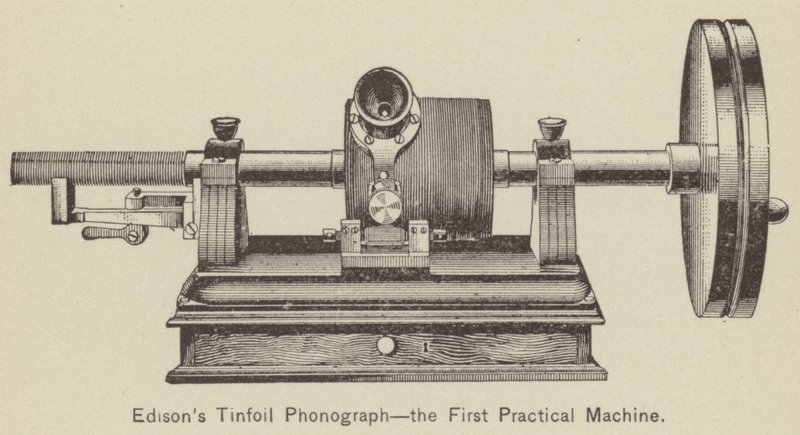 Edisona Tinfoil Phonograph, pierwsza praktyczna maszyna (grawerowanie) autorstwa American School