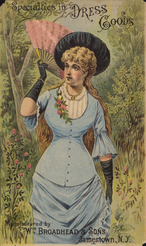 Elegancka dama trzymająca wentylator autorstwa American School