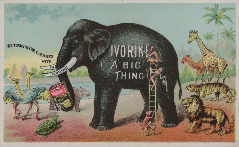 Słoń reklamujący mydło Ivorine autorstwa American School
