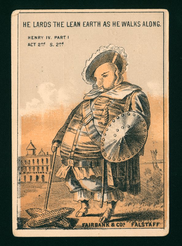 Falstaff, z "Henryka IV część 1" Szekspira (kolorowa litografia) autorstwa American School