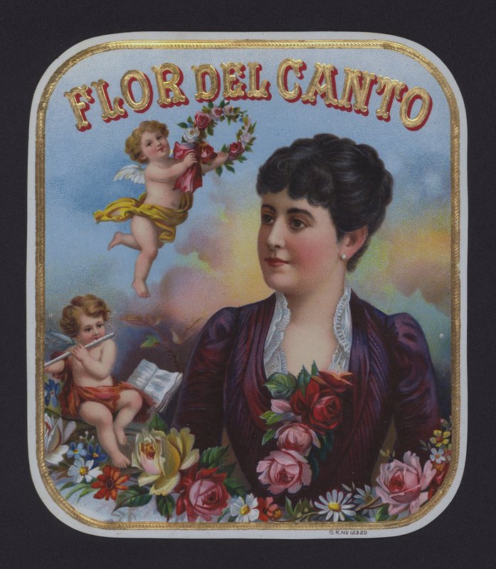 Flor del Canto, etykieta cygara (chromolitho) autorstwa American School