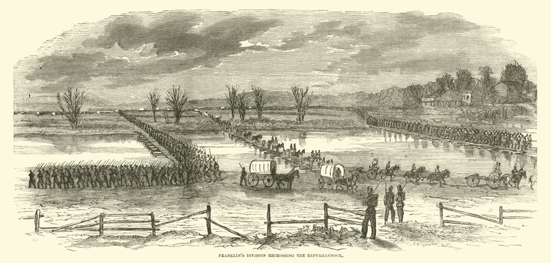 Dywizja Franklins przekraczająca Rappahannock, grudzień 1862 r. autorstwa American School
