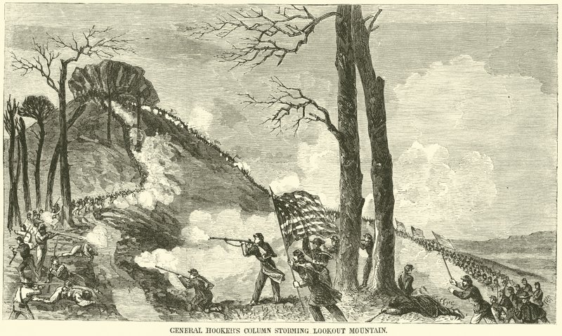 Kolumna generała Hookersa szturmująca Górę Widokową, listopad 1863 r. autorstwa American School