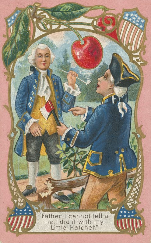 George Washington spowiada się przed ojcem (kolor lito) autorstwa American School