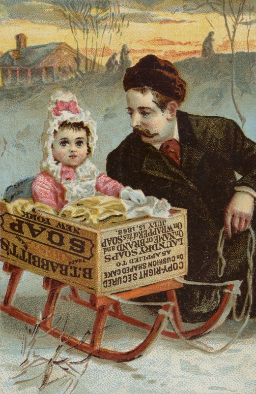 Dziewczyna siedząca w saniach na mydło autorstwa American School