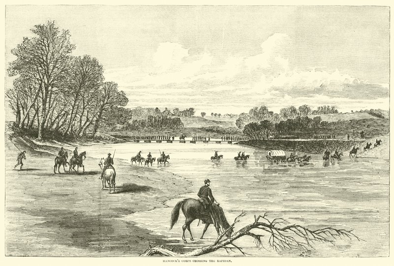 Korpus Hancocks przekraczający Rapidan, maj 1864 autorstwa American School