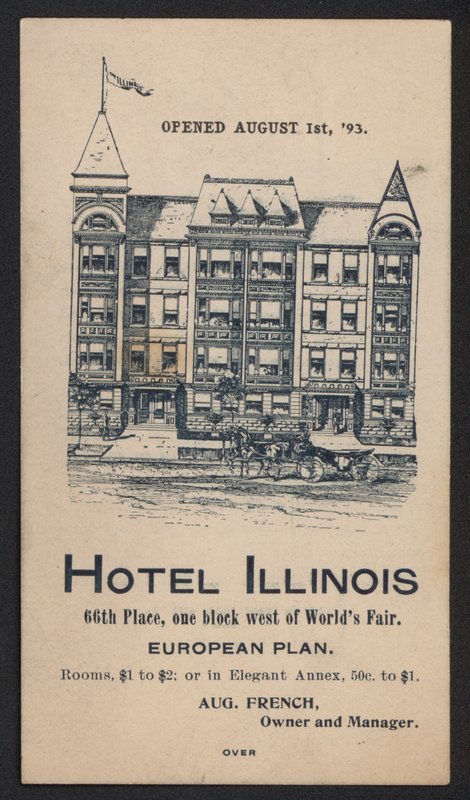 Karta Hotelowa (kolorowy grawer) autorstwa American School