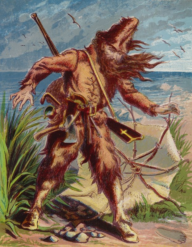 Ilustracja do Robinsona Crusoe autorstwa American School