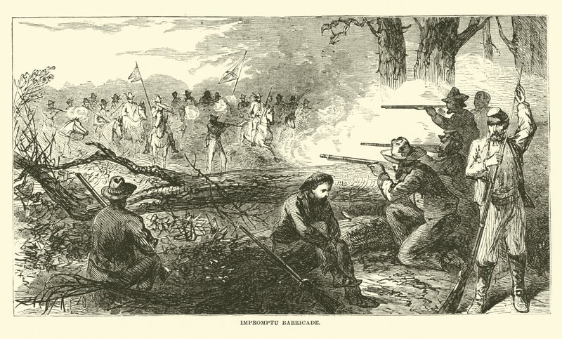 Zaimprowizowana barykada, lipiec 1863 autorstwa American School