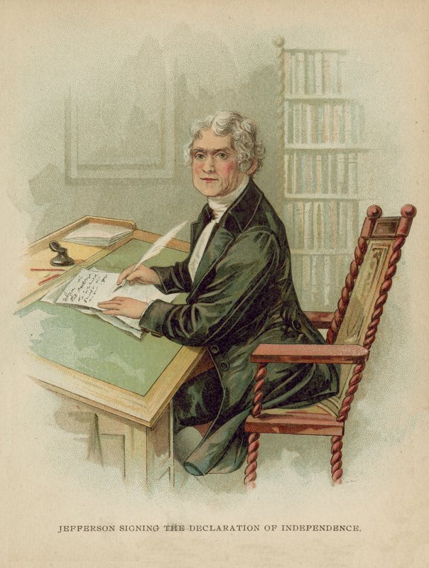 Jefferson podpisuje Deklarację Niepodległości autorstwa American School