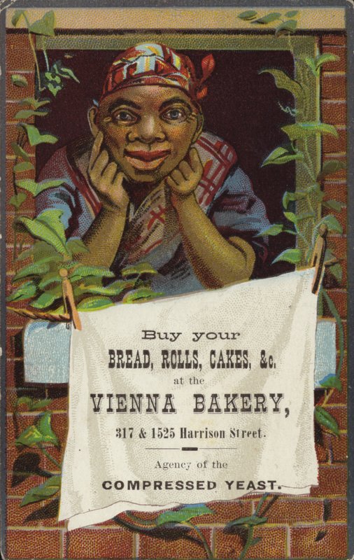 Lady at Window reklamująca piekarnię wiedeńską autorstwa American School