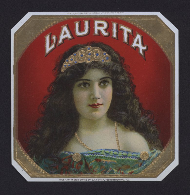 Laurita, etykieta na cygaro (chromolitho) autorstwa American School