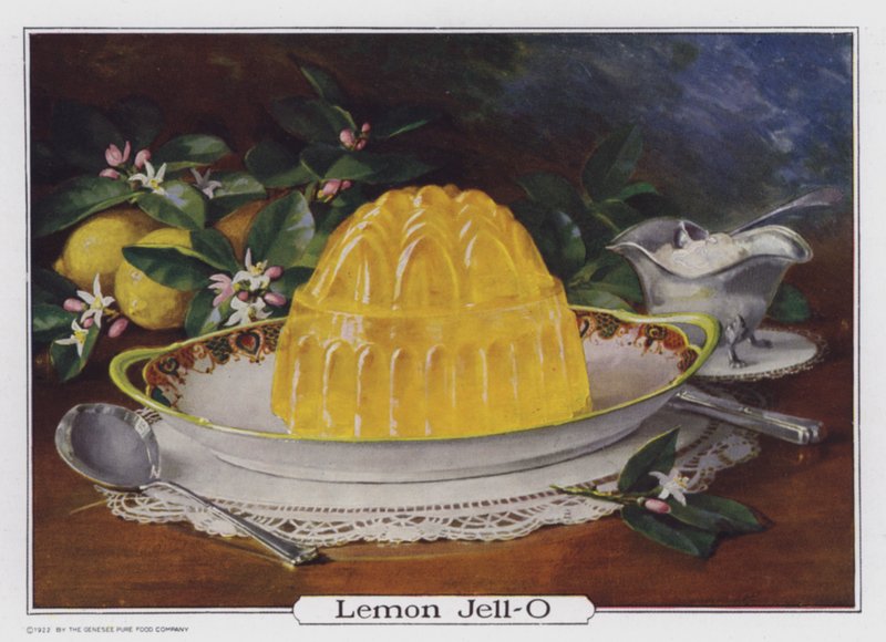 Lemon Jell-O, reklama wyprodukowana dla Genesee Pure Food Company, Le Roy, Nowy Jork, USA (kolorowa litografia) autorstwa American School