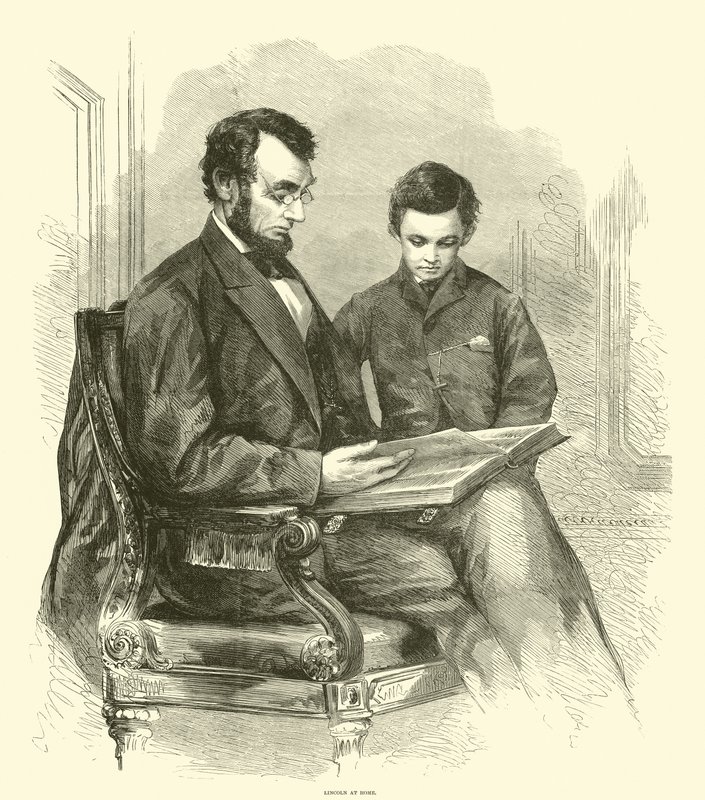 Lincoln w domu, kwiecień 1865 autorstwa American School