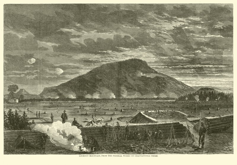 Lookout Mountain, z prac federalnych na Chattanooga Creek, listopad 1863 autorstwa American School